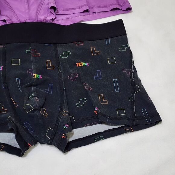 H&M Men's Tetris Game Purple Short Boxer Briefs Trunks Set of 2 Size Large L - Picture 4 of 8